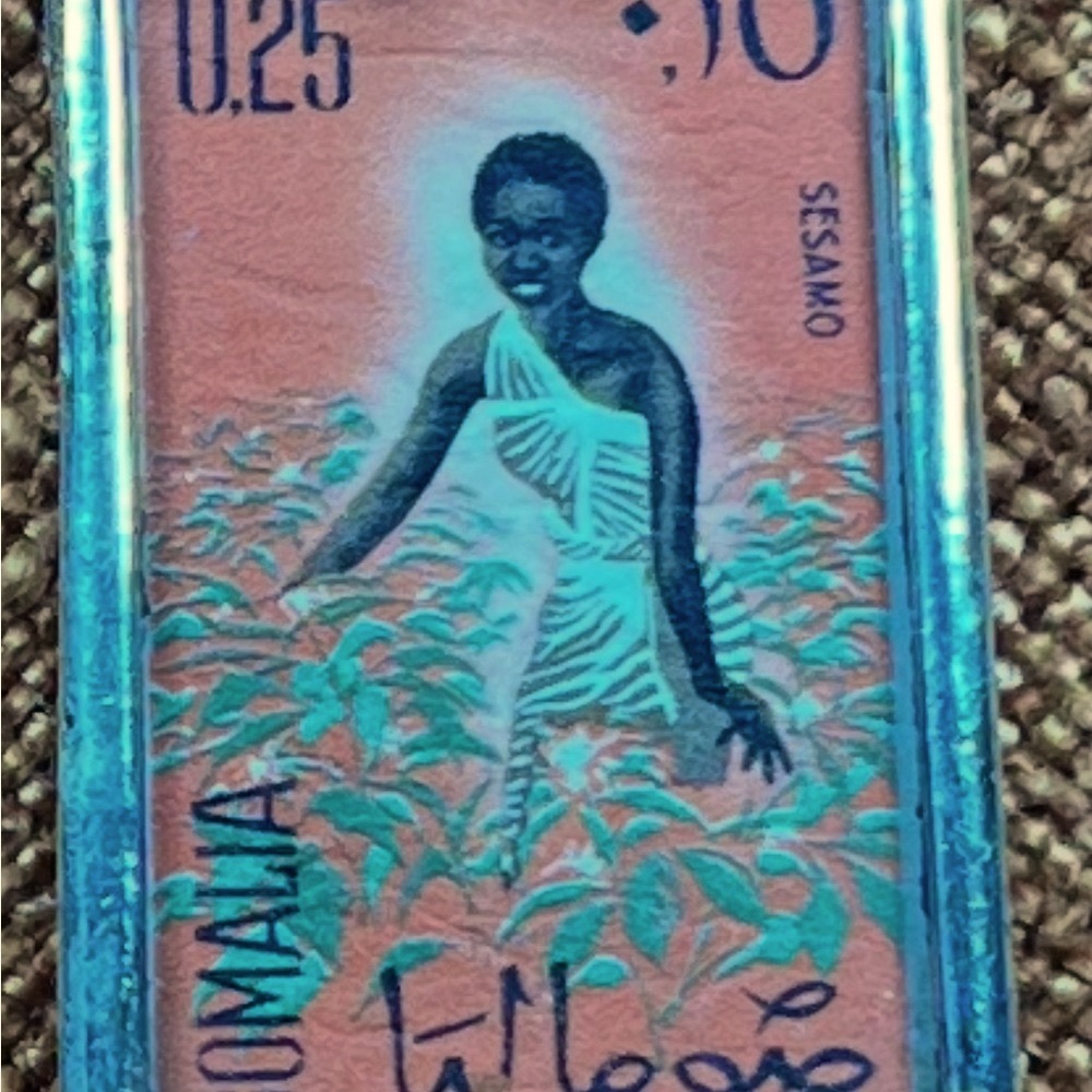 Vintage Somali Stamp encased in silver